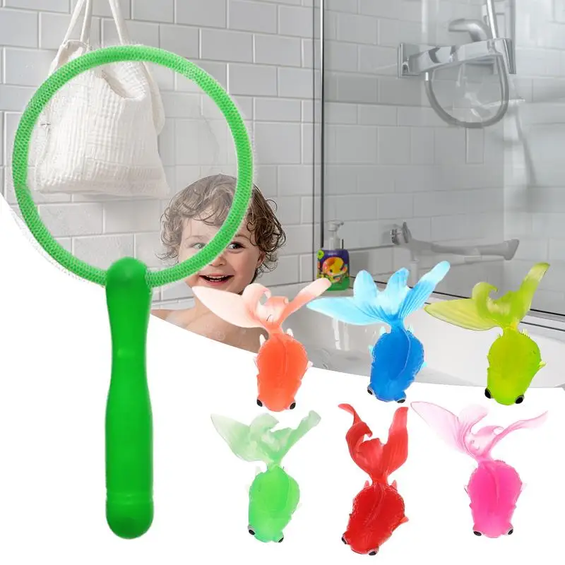 Juguete de pesca para bañera, juego de pesca para piscina y baño con red flotante, juego de captura de peces de animales para verano, niños pequeños y niñas