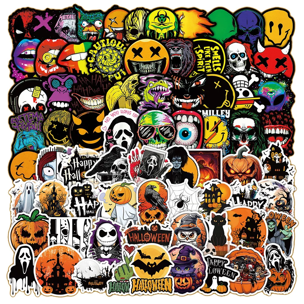 100Pcs Halloween Graffiti Stickers New Thriller Christmas Horror Night Computer Skateboard Stickers