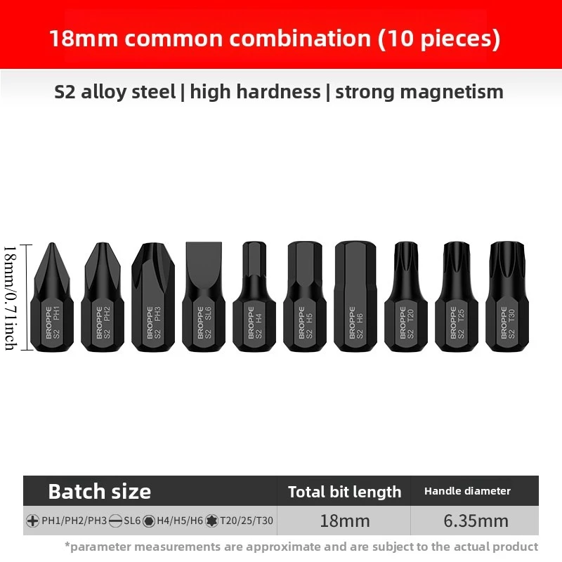 24 Stück/Set 18mm lange, superkurze Bits mit 1/4 Zoll Sechskantschaft, Phillips-, Schlitz- und Torx-Schraubendreherbits T5-T40 H1.5-H6 PH1 PH2 PH3 SL6 – Detail 7