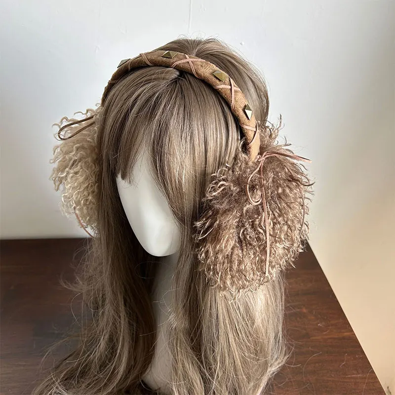 

Наушники из искусственного меха в стиле Y2k, сложенные зимние теплые утолщенные незамерзающие наушники, женские уличные наушники с защитой от холода, чехол для ушей