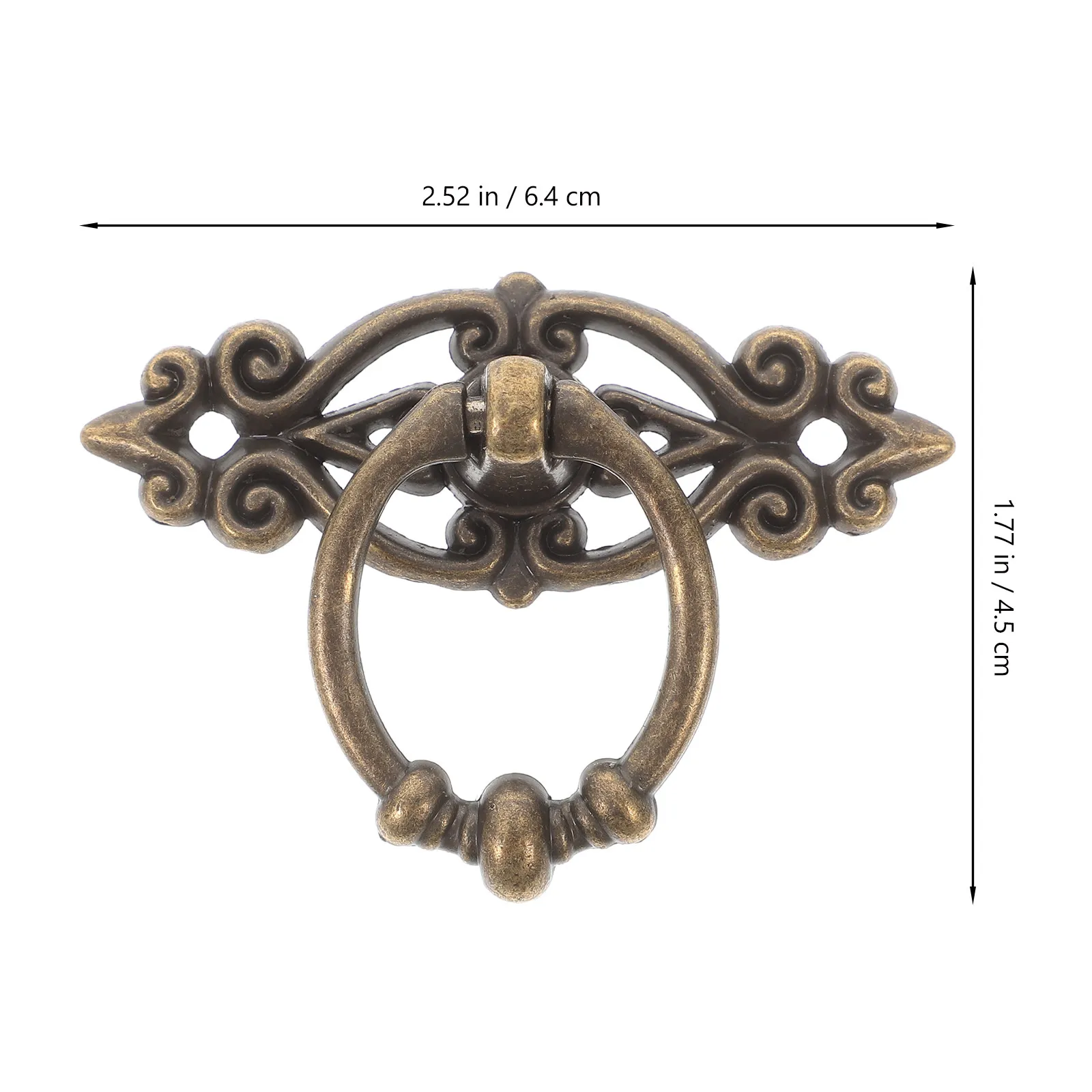 6Pcs Vintage Drop Ring Drawer Pulls Bronze Zinc Alloy Rustproof Comfort Grip for Dresser Nightstand Cabinet Cupboard