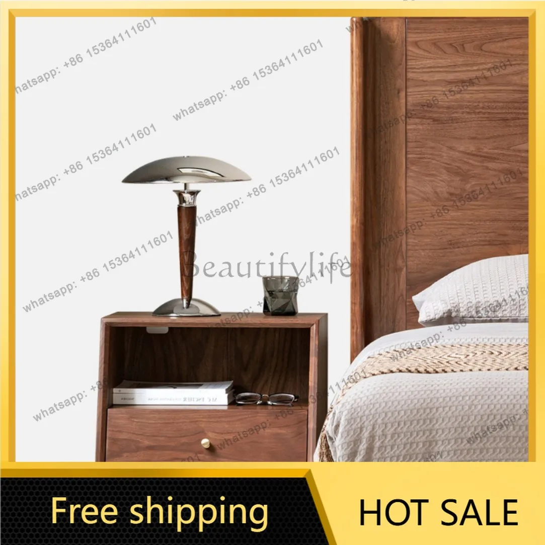 Factory Direct Sales Modern Bedside Table Black Walnut Light Luxury Simple Locker Narrow