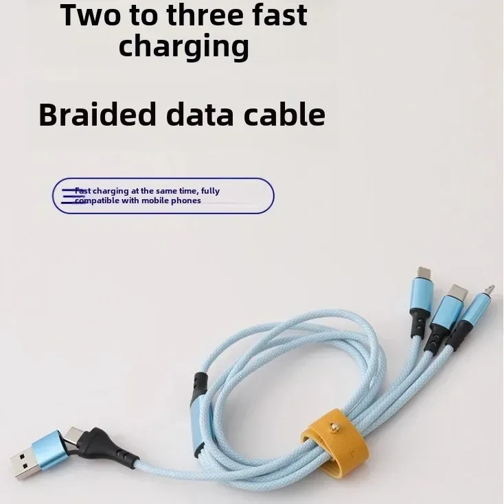 3 in 2 Fast Charging Cable Multi Usb Port Cord Type C Micro Charger Mobile Phone Wire For iPhone 14 13 12 Huawei Samsung Xiaomi
