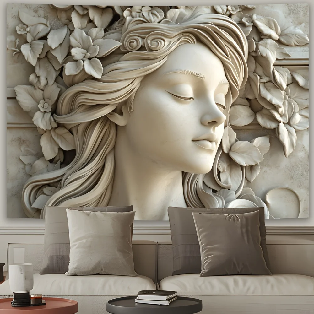Elegant Floral Woman Tapestry - Perfect for Adding Artistic and Serene Style to Any Room Decor, Ideal for Home Use