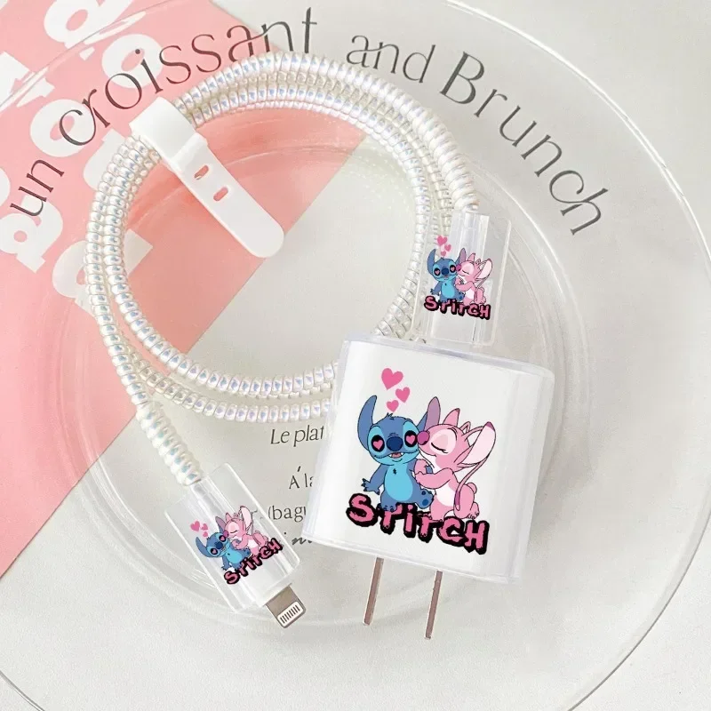 Disney Stitch Suitable for IPhone 18/20w Cute Charger Protective Cover Cartoon Anime Stitch Cable Winder Charger Accessories