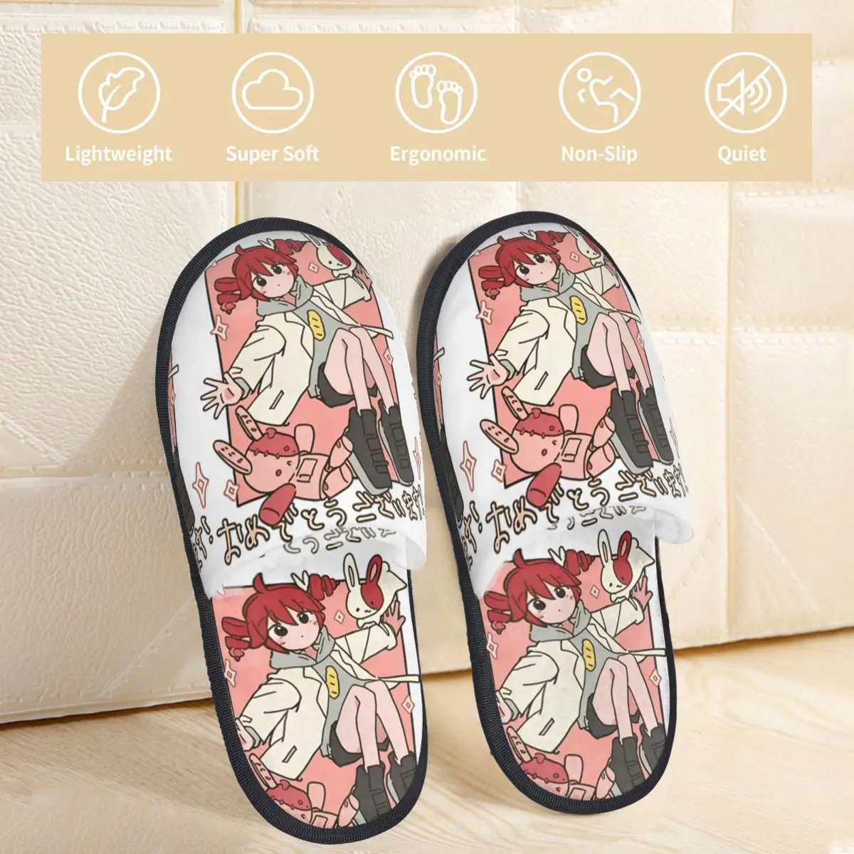 Winter House Slippers Kasane Teto Accessories Household Fur Slides Slippers Indoor Anime Cute Cozy Non-slip Slides
