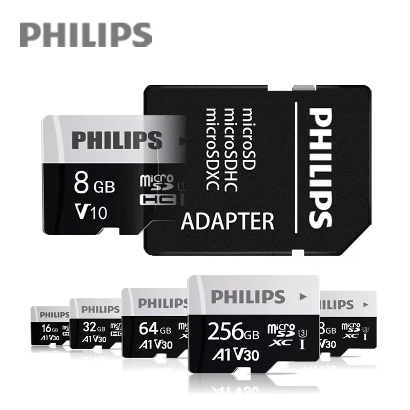 

Philips TF memory card 16GB 32GB 64GB 128GB 256GB U3 Micro TF SD card C10 A1 Mini card for mobile phones Headphones Speakers