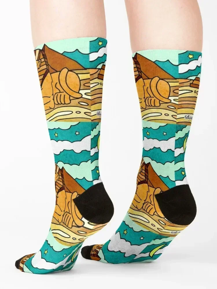 جوارب الأهرامات المصرية زهور عيد الميلاد مع جورب مضحك مطبوع للرجال جوارب نسائية #4