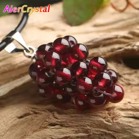 1PC Natural Garnet Grape Pendant Women's Necklace Reiki Healing Decoration Real Mineral Material Crystals Bead Raw Stone Jewelry