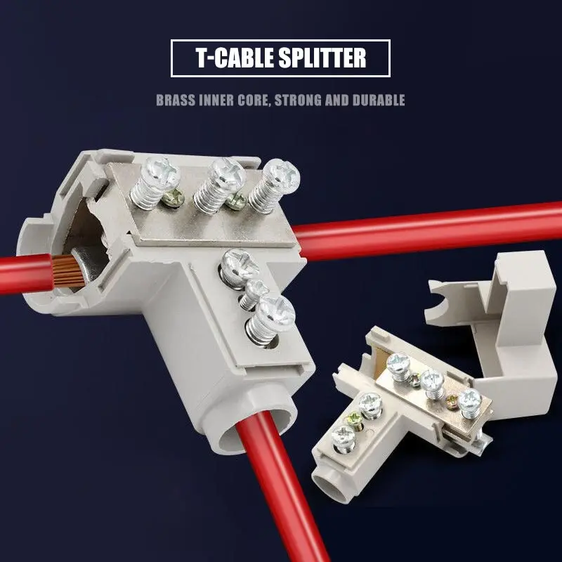 T-type Cable Splitter High-power Crimp Terminals No Disconnection 3-way High-current Cable Branch Wire Connector