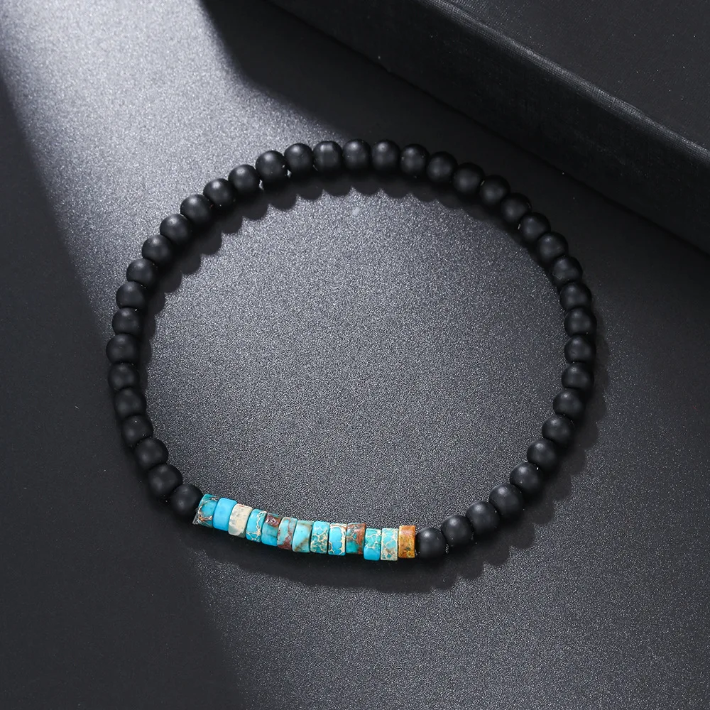 New Minimalist 4mm Bead Bracelet Unisex Emperor Onyx Small Stone Braclet Meditation Yoga Strand Braslet Couple Brazalete Pulsera