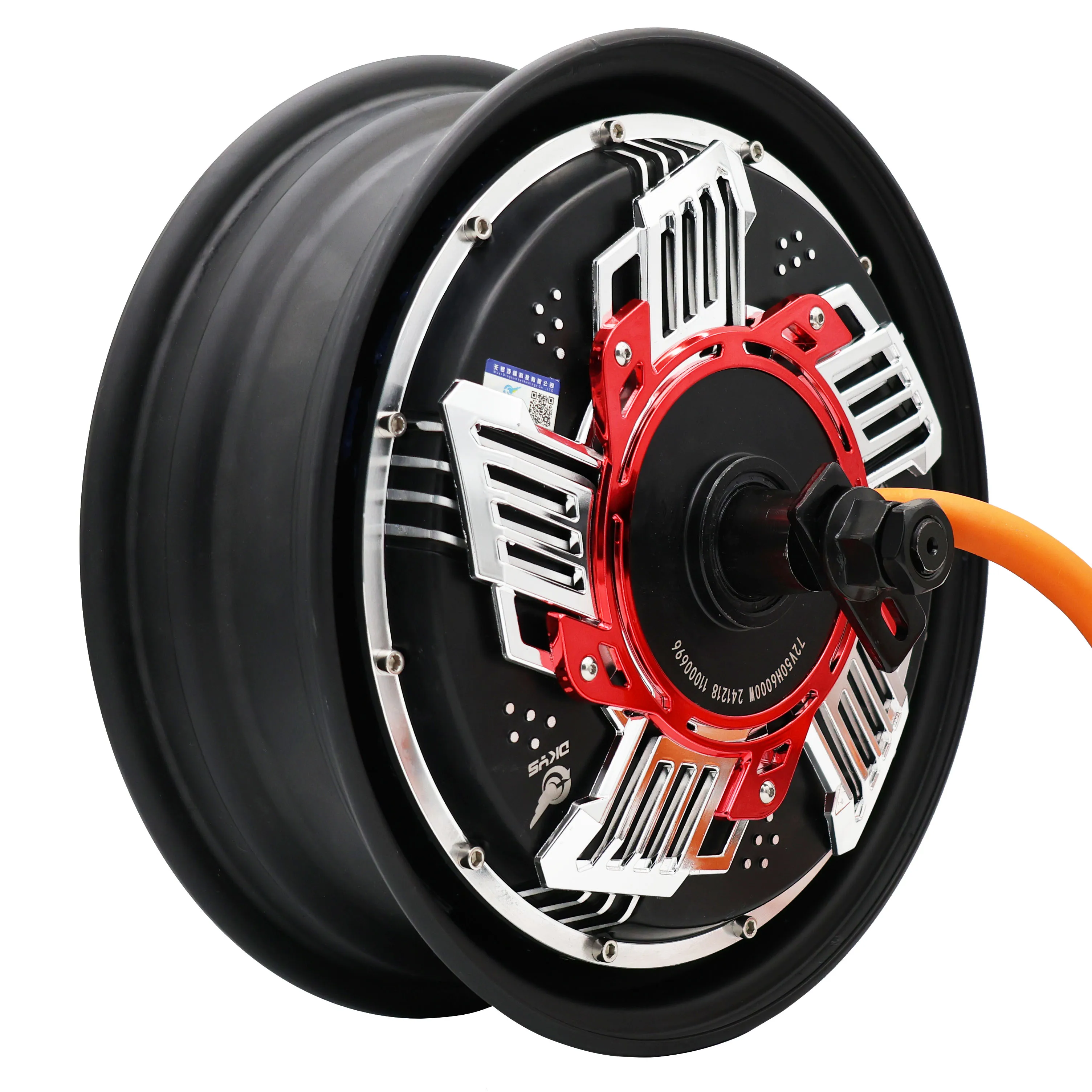 DKYS 72V V6 12-inch Brushless DC Hub Motor 50H6000W Double Hall Waterproof Permanent Magnet for Motorcycles