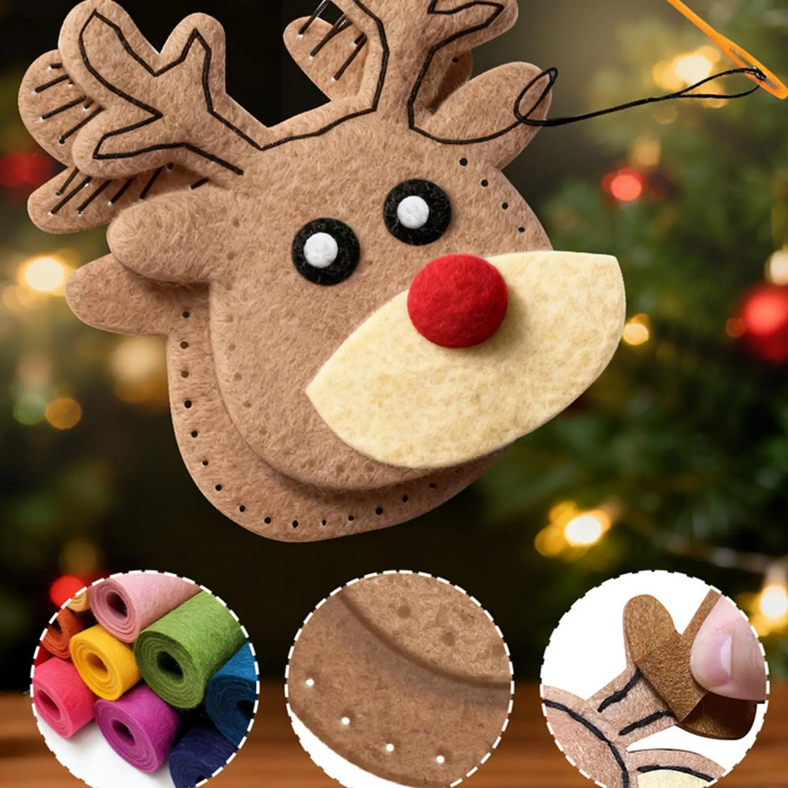 مجموعة خياطة عيد الميلاد للأطفال DIY Craft Make 6 زينة للأطفال ألعاب تعليمية لحفلات الأعياد هدايا مصنوعة يدويًا لمرحلة ما قبل المدرسة #3