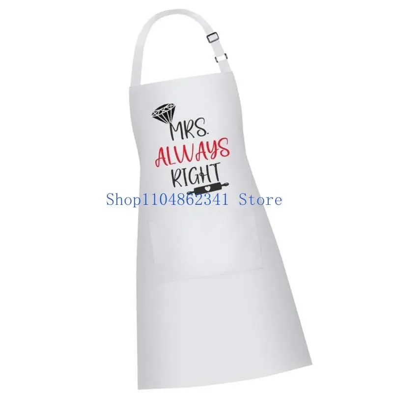 5asd MR & Mrs Design Parejas Delantales cocina Mezcla poliéster Lazos cintura ajustables Protección contra derrames