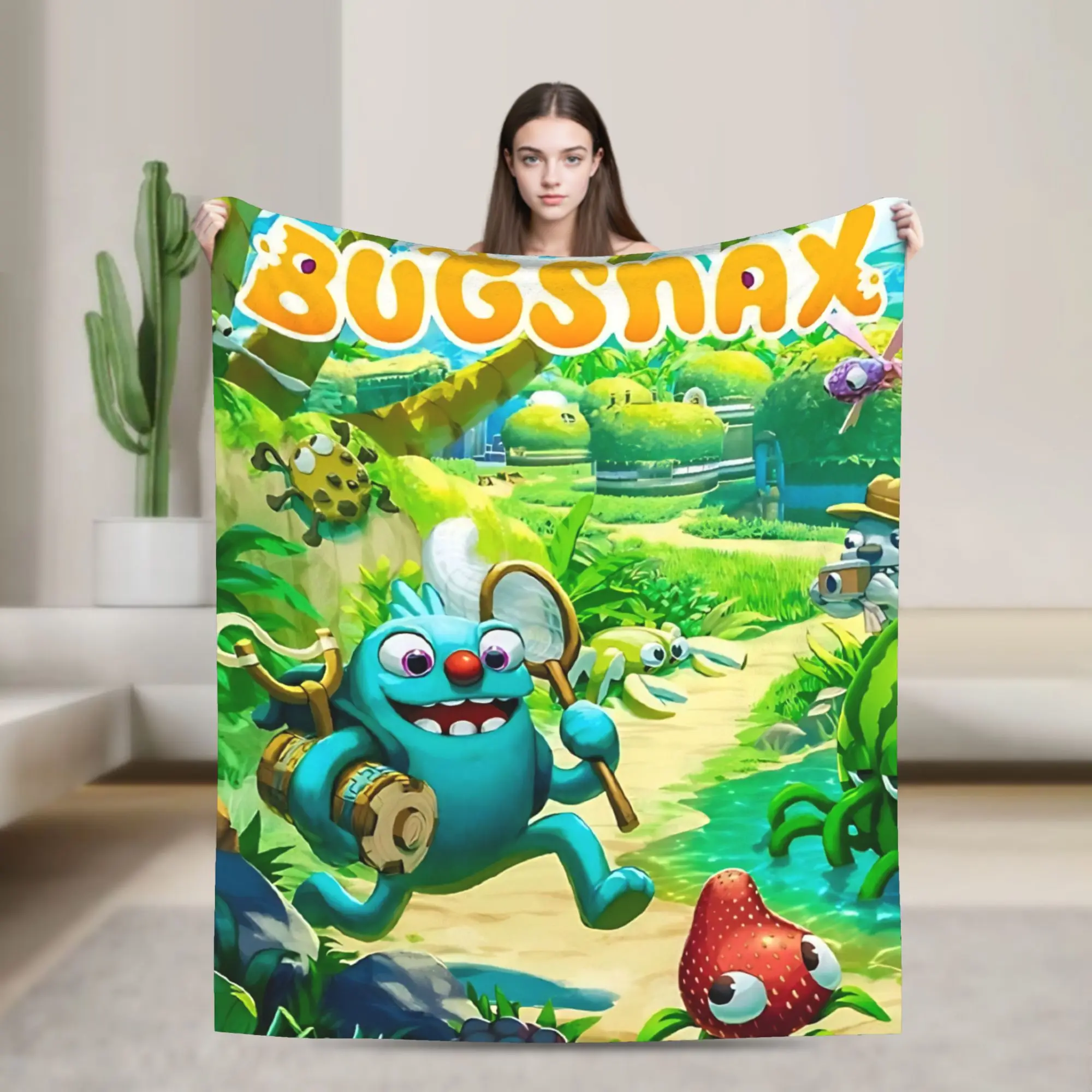 Bugsnax  My Singing Monsters Flannel Blanket  Warm Bedding Throws for Bedroom Airplane Travel Funny Bedspread Sofa Bed Cover