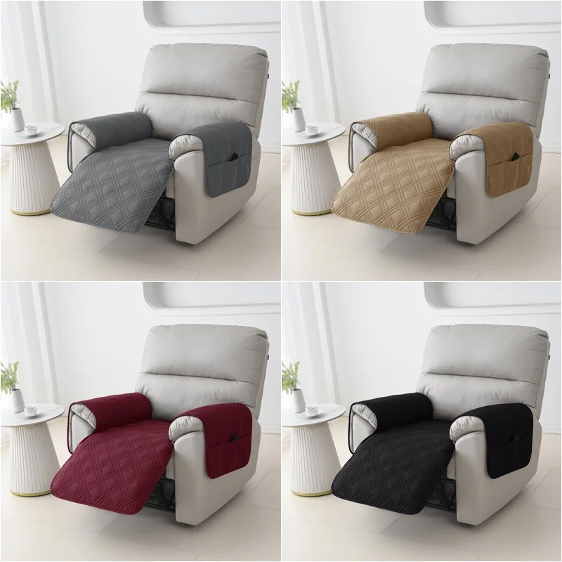 Fundas de sofá reclinables antipolvo de 1 plaza con bolsillo, funda lavable antideslizante para sillón, almohadilla para sofá de sala de estar, funda para sillón