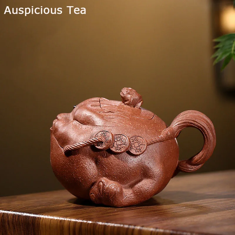 

250ml Creative Yixing Raw Ore Purple Clay One-eyed Golden Toad Teapot Handmade Household Chinese Kung Fu Tea Set Customized Gift