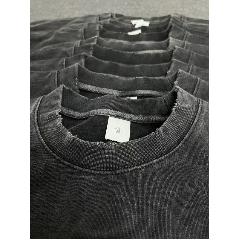Mens Retro T Distressed TShirt Oversized Vintage Washed Round Neck Summer Streetwear Tee Shirt
