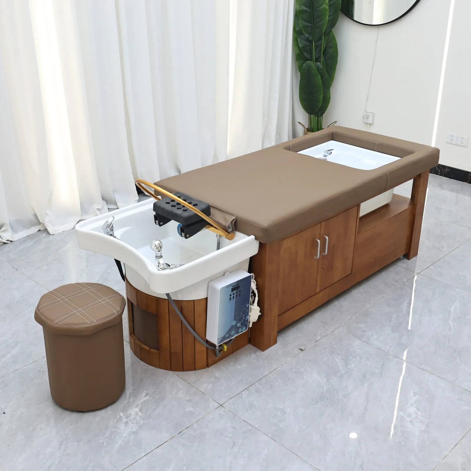 

Professional Hair Salon Shampoo Chair Bed With Water Tank, Foot Massage Pedicure, Suitable For Shampoo Massage Shop