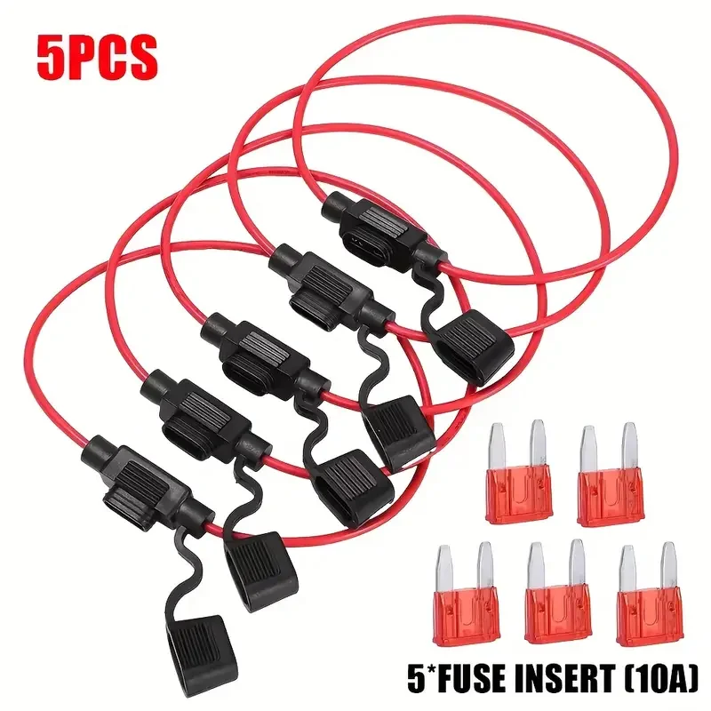 5 Pcs 10A Mini Blade Inline Fuse Holders – Durable PC Material Replacement Fuse Holders for Automotive & Room Electrical Wiring