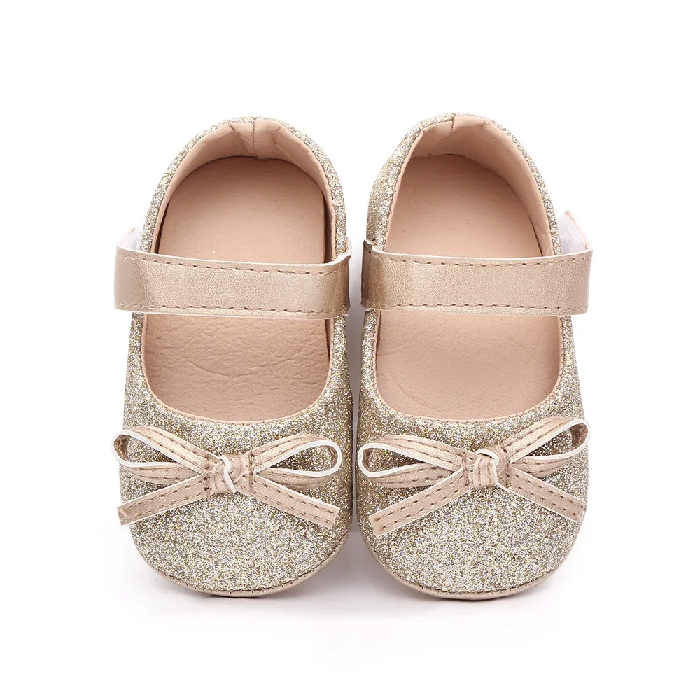 Brand Infant Girl Crib Shoes Fashion Bows Trainers Baby Item Newborn Anti-slip Soft Rubber Sole Princess Footwear Doll Shoe Gift