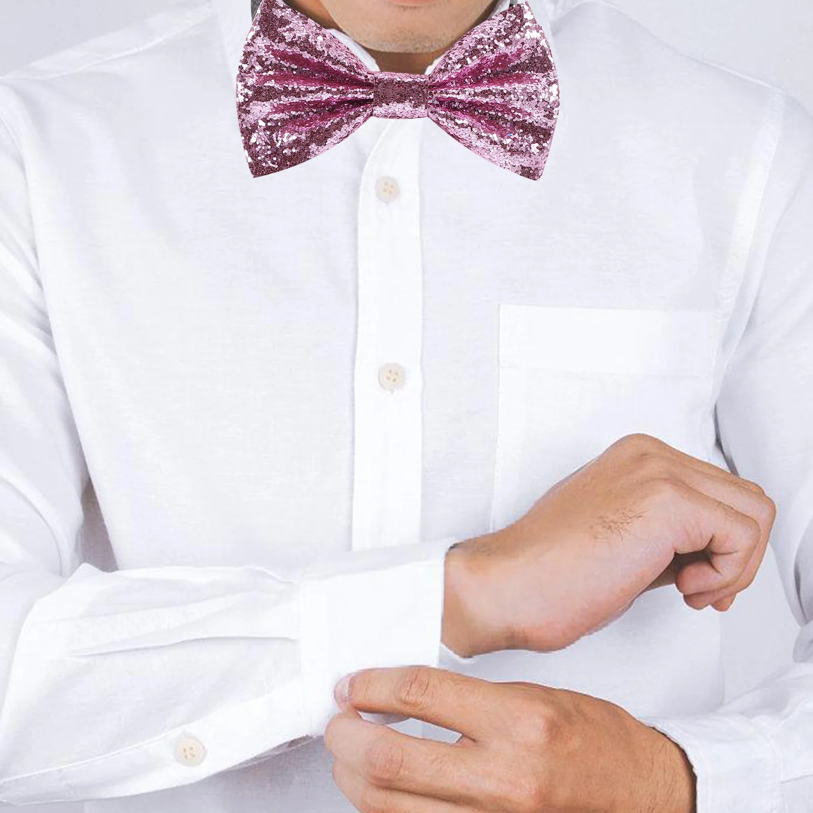

Adjustable Bow Tie Men Sparkling Glitter Pu Fabric Bowtie For Parties Weddings Tuxedo Formal Occasions Sequin Tie