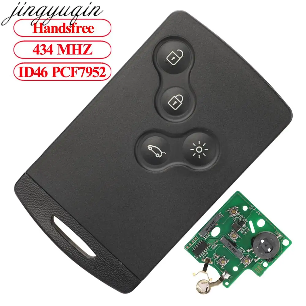 

Jingyuqin Handsfree Smart Remote Keyless Card Key PCF7952 434MHZ For Renault Megane III Fluence Laguna Koleos Scenic 2009-2015