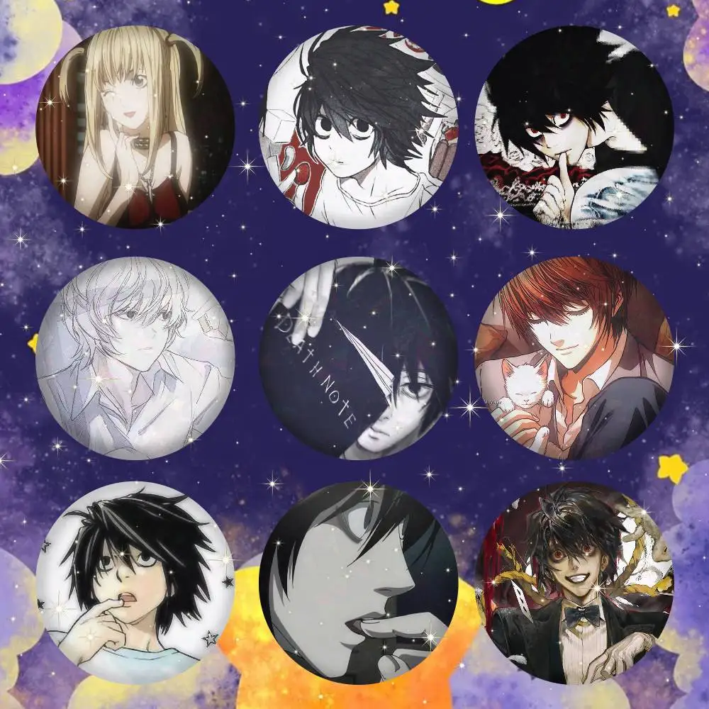 A-anime D-DEATH-H NOTE Badge On Backpack Accessories Manga Icons Pins Round Cartoon Brooches For Clothes Bag Decor Gifts
