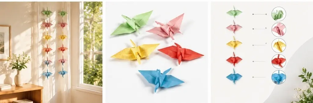 100Pcs Origami Crane Party Decor Handcrafted Paper Crane Garland Wedding Birthday Baby Shower Valentine's Day Romantic