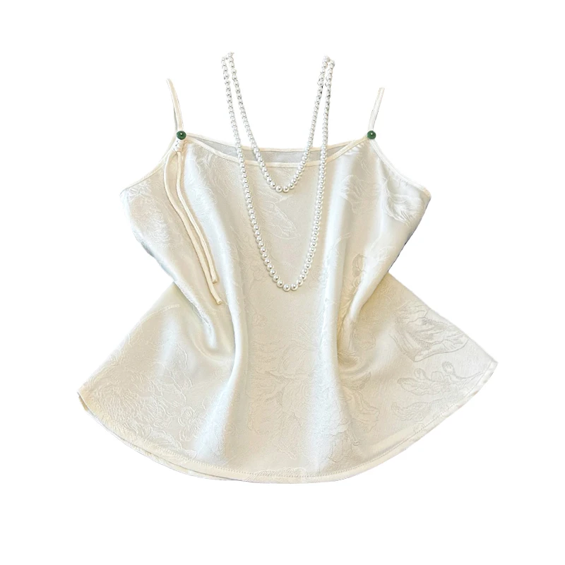 New Chinese Style Heavy Work Embroidery National Style Base Layer Vest Improved Strap Tunic Top for Women Spring Season view 5
