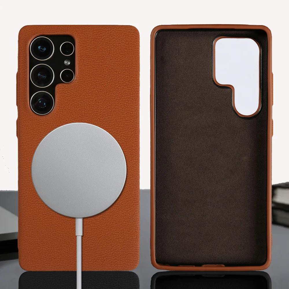 

For Samsung Galaxy S26 Ultra S25 FE S24 S23 S21 S22 Plus S26Ultra Phone Case S 26 Back Cover For Magsafe Magnetic Leather Case