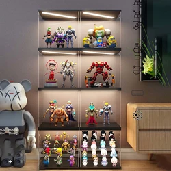 1PC Clear Acrylic Display Case with Lamp for Figures Toy Collectible,Countertop Display Box Organizer Stand Dustproof Showcase