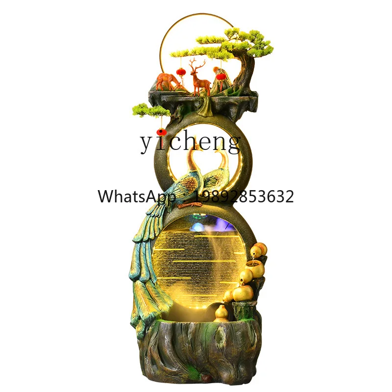 peacock rockery flowing fountain living room fish pond landscaping circulating water floor fish tank decoration