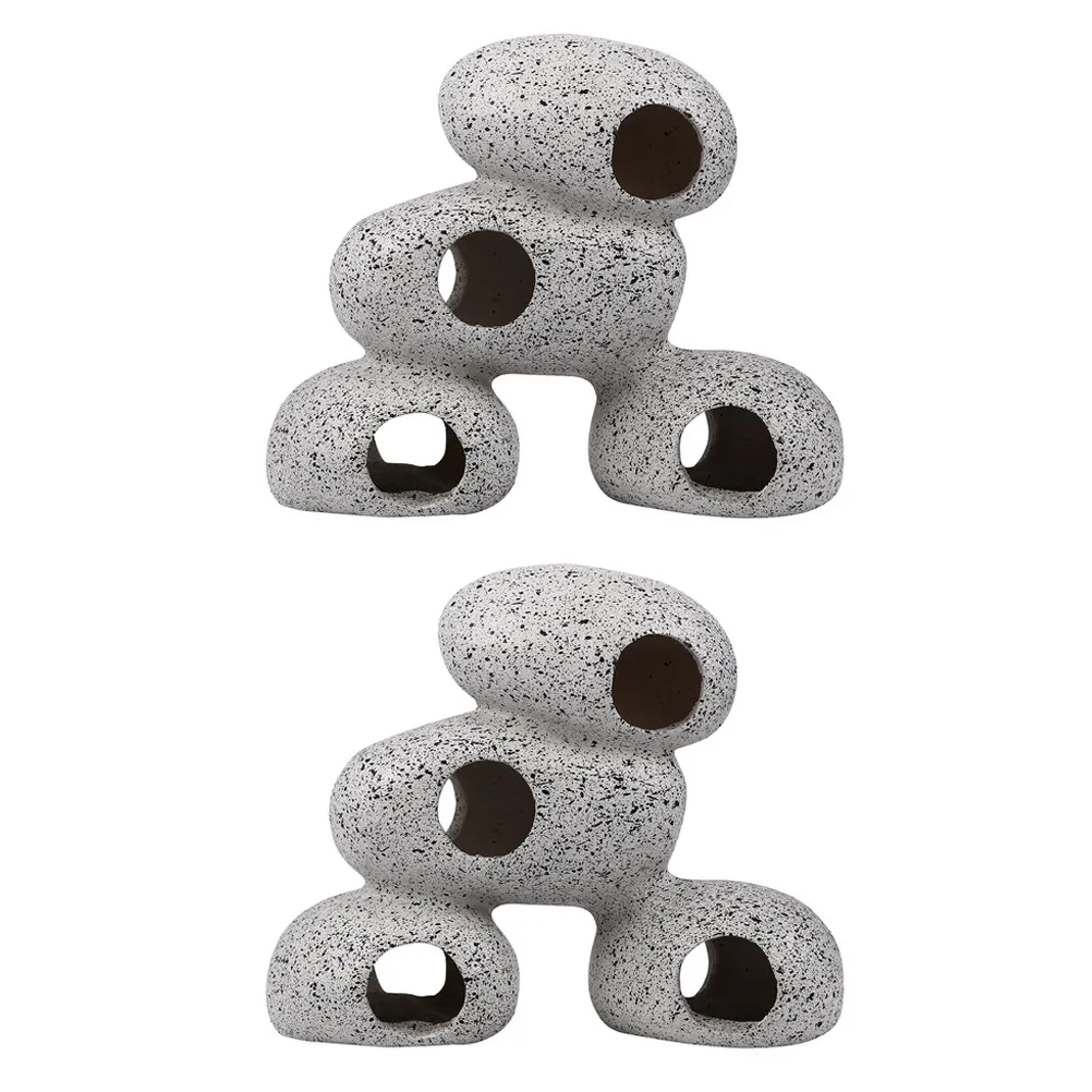 

2Pcs Premium Resin Aquarium Decor Stones Fish Rest Place Natural Style Fade-Resistant Fish Tank Landscape Ornament