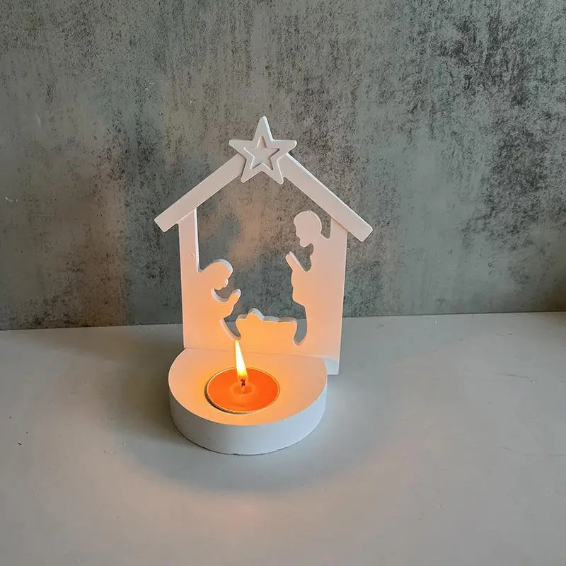 Jesu Baptism Candle Holder Silicone Mold DIY Handmade Candlestick Craft Molds Plaster Concrete Resin Casting Making Home Decor