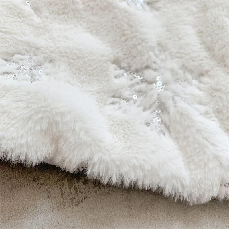 78/90/122cm Christmas Tree Skirt White Plush Xmas Foot Carpet Faux Fur Base Cover Mat New Year Decoration