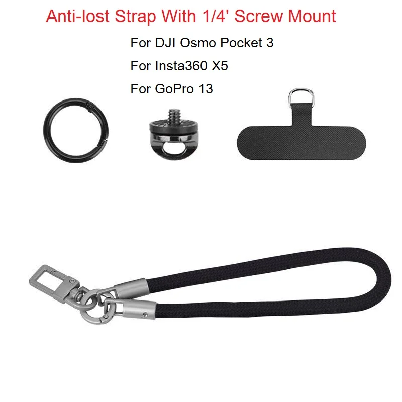 Action Camera Anti-Loss Wrist Strap For DJI Osmo Pocket 3/Insta360 X5/For GoPro Universal Hand Lanyard Rope Camera Accessories