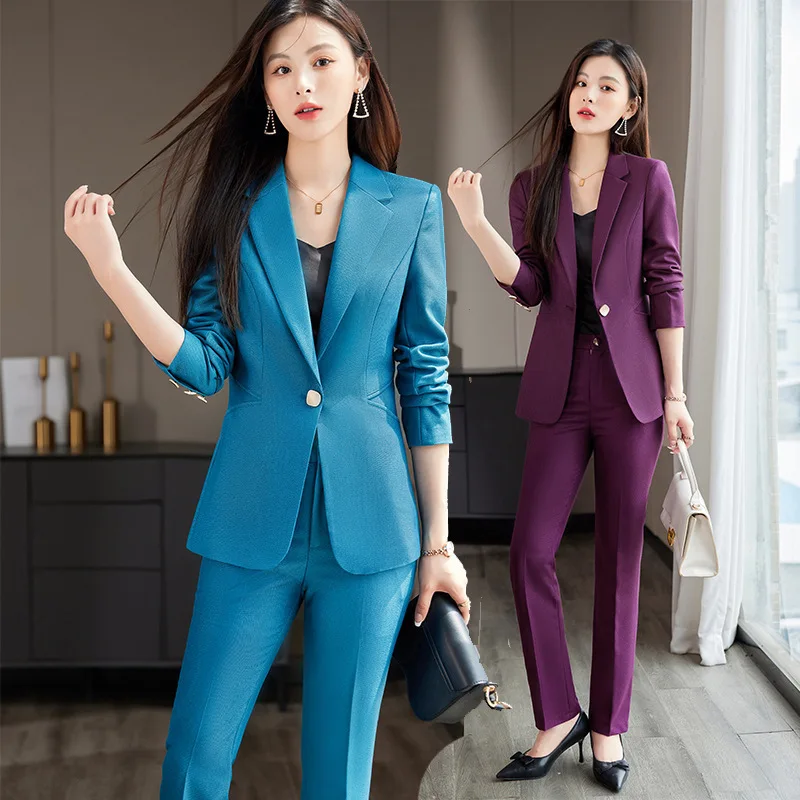 

Uniform Designs Pantsuits Formal Women Business Work Wear Suits Professional Office Styles with Pants and Jackets Coat Blazers