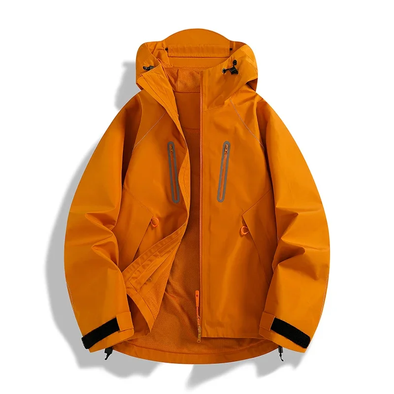 Outdoor Camping Windbreaker Men Luxury Trendy Hard Shell Waterproof Windproof Jacket 2025 Autumn Snow Ski Cold-proof Hooded Coat