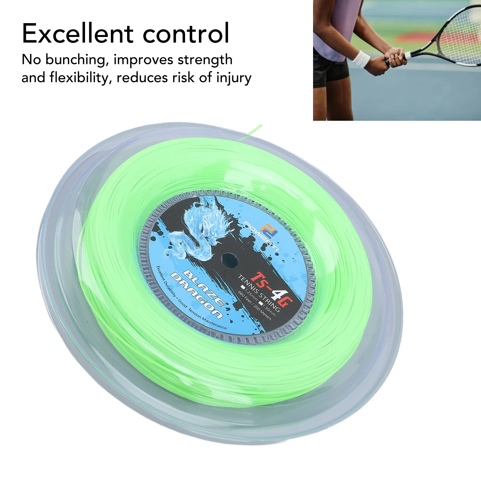 Polyester Tennis String Tennis String Polyester 200m Reel Tennis Racket String for Training Fluorescent Green Tennis String Reel