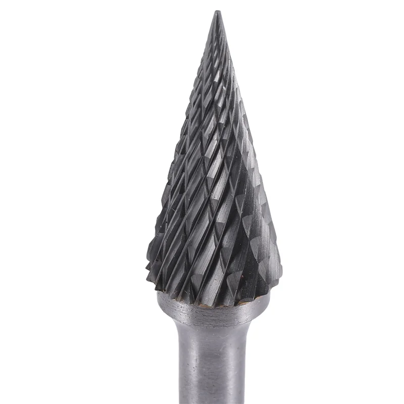 AC88-10X Tungsten Carbide Burr Pointed Cone Shape Double Cut Rotary Burrs File 70X12mm With 1/4 Inch Shank Dia