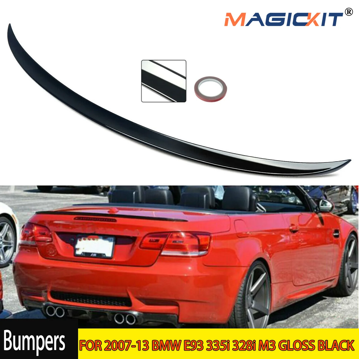 Gloss Black Rear Spoiler Wing Lip For BMW 3 Series E93 335i Convertible 2006-13