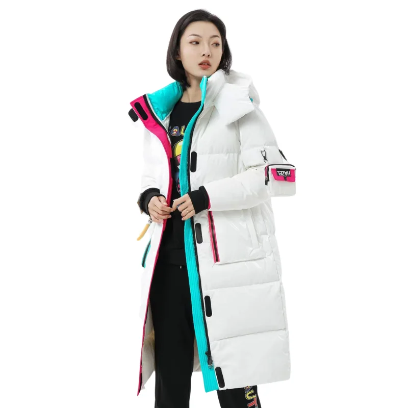 2022 Winter Clothing  Waterproof Coat Women Long 90% White Duck Down Coat Thick  Loose Outerwear Warm Down Jacket Hooded Parkas