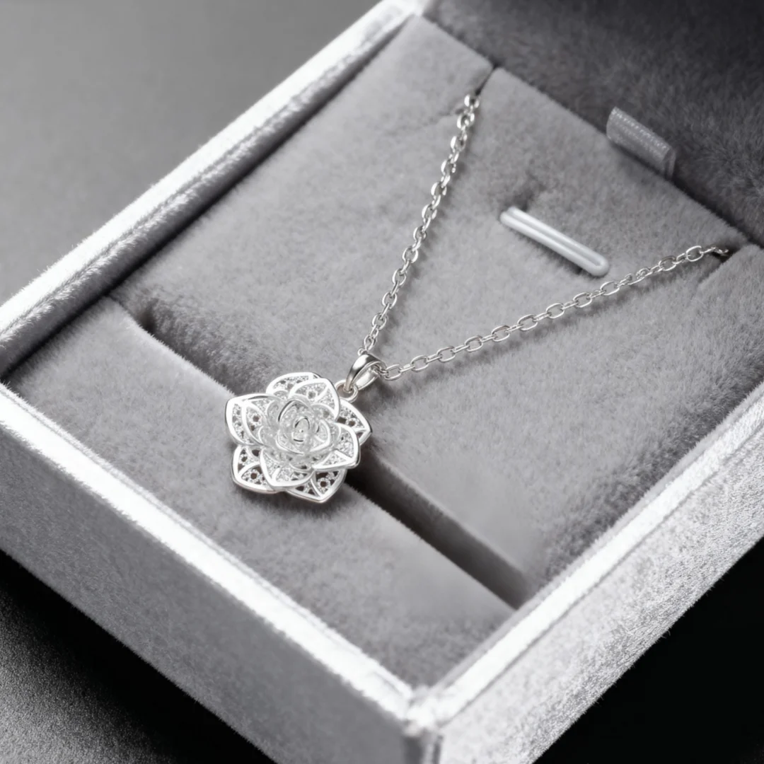 شعبية 925 فضة زهرة قلادة قلادة للنساء أزياء حفل زفاف زي مجوهرات الإكسسوار هدية عيد الميلاد #1