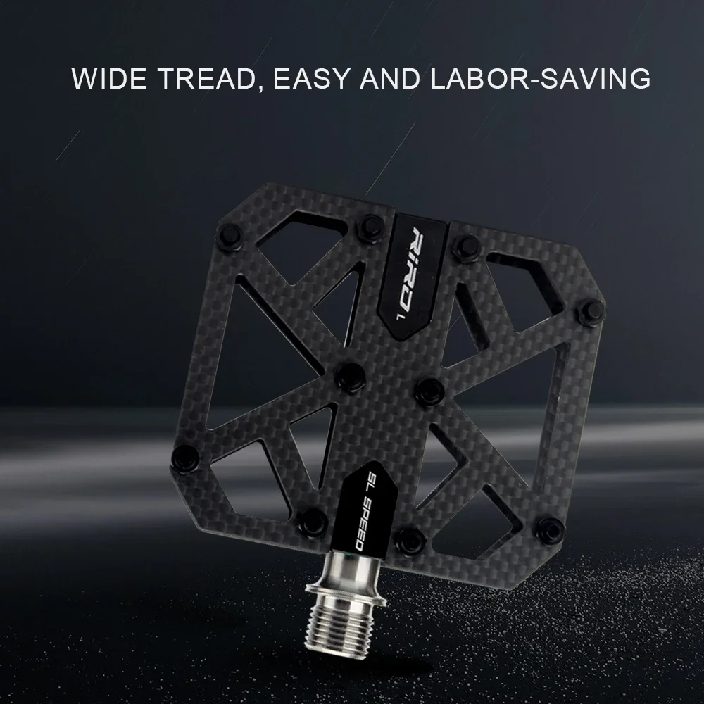 RIRO Carbon Fiber Pedals 3 Bearings Ultralight MTB Titanium Alloy Bicycle Pedals Non-Slip Mountain Bike Road Bike Accessories