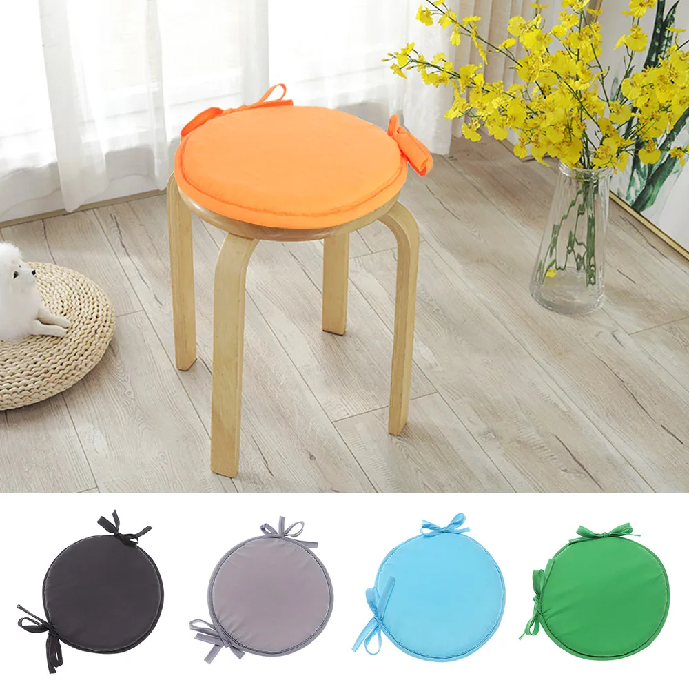 Solid Color Tie-on Round Seat Cushion Kitchen Office Dining Sofa Car Chair Pads