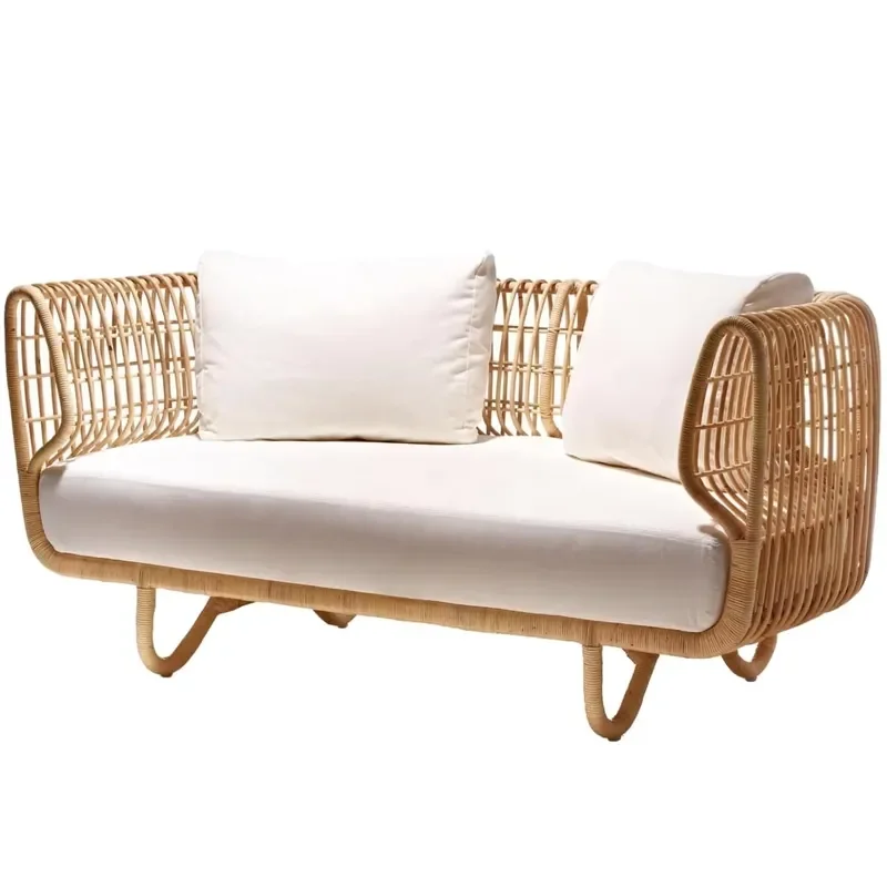Modern Wicker Rattan Sofa for Warehouse School Workshop Basement Interior Design
