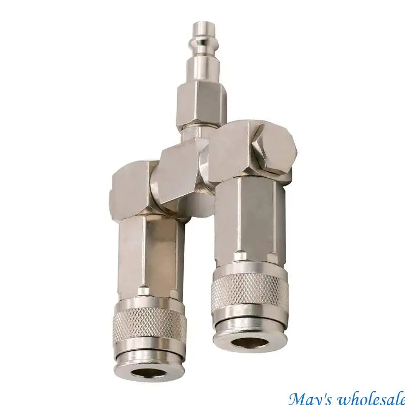 2-Way Air Manifold-3Port Industrial Pneumatic Air Compressor Quick-Connect 448A