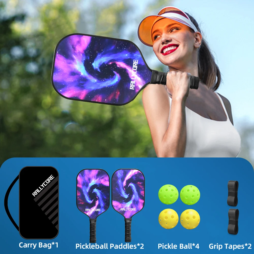 Pickleball المجاذيف مجموعة المضارب المحمولة غطاء المضرب حقيبة حمل طقم هدايا USAPA المعتمدة داخلي في الهواء الطلق العسل الأساسية 4 كرات