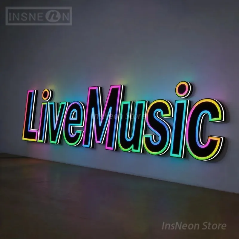 Custom LiveMusic Led Sign Luminous Logo Illuminated Brand Letter Smoke Shop Large Letters Business Advertising Signs